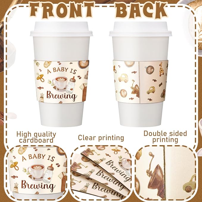 Jingmore 50 Pcs a Baby Is Brewing Coffee Cup Sleeves Disposable Sleeves Brewing - Image 3