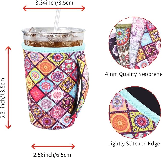4Pack Reusable Iced Coffee Sleeve Insulator Sleeves - Image 2