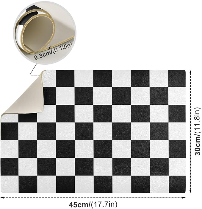 Checkered Black and White Coffee Mat Coffee Bar Maker Station Pot Spill Machine - Image 2