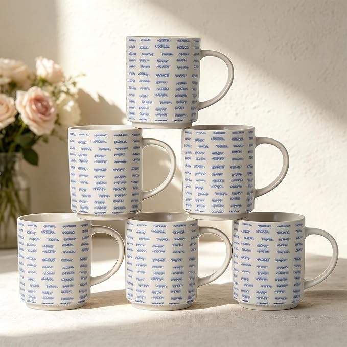 Coffee Mugs Set of 6, 17oz Ceramic Mugs by ALOFMO