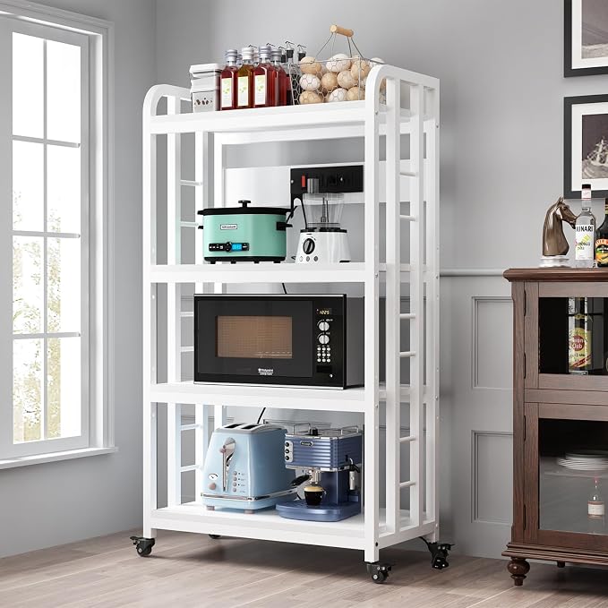 SIREDEEP Bakers Rack with Power Outlet ，4-Tier Kitchen Baker's Rack, Microwave - Image 6