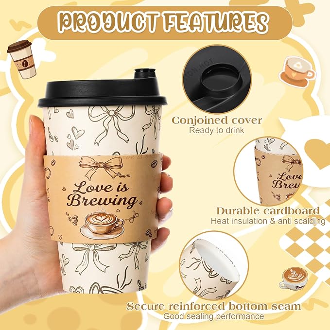 Lallisa 50 Pack 16 oz Love Is Brewing Coffee Cups - Image 4
