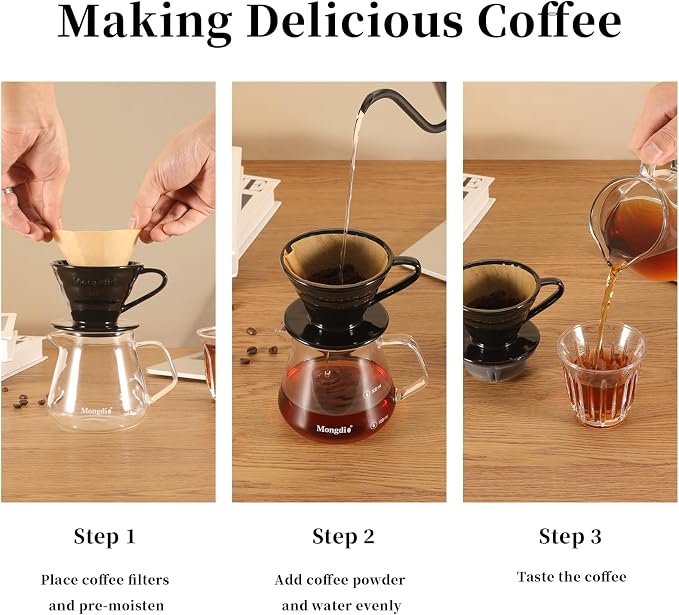 Mongdio Ceramic Pour Over Coffee Dripper, Reusable Porcelain Portable Pour Over - Image 4