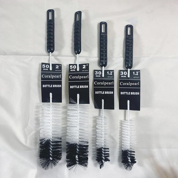 Bottle Brushes Thin Long Handle X 4, Utility Skinny Wire Cleaner Set Big Small - Image 3