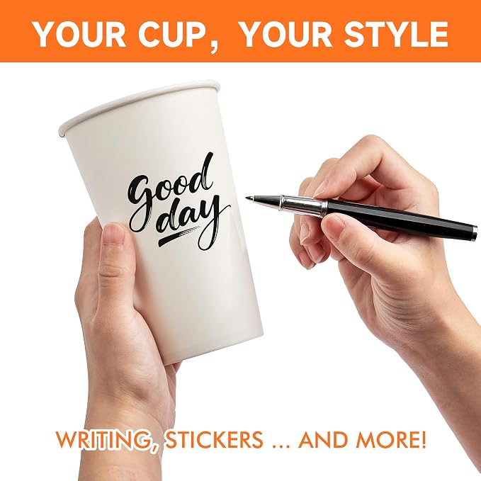 METAPRINT 50 Pack 12 oz Disposable Coffee Cups - Image 8
