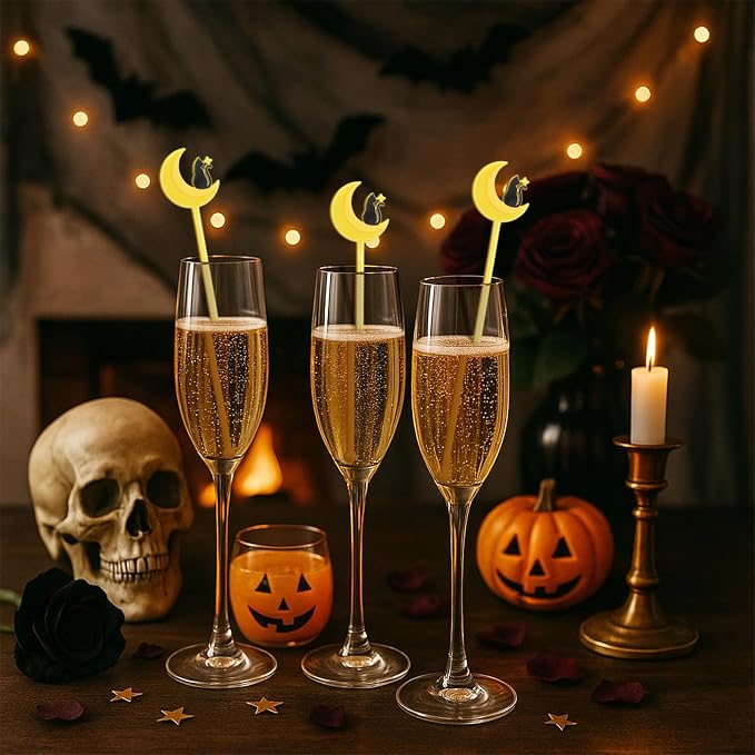 SiliFine 30 Pcs Halloween Swizzle Sticks Plastic Coffee and Cocktail Stirrers - Image 5