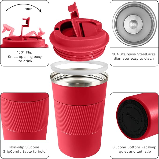 YINBAOGE Insulated Travel Coffee Mug, Spill & Leak Proof, Portable To Go - Image 2