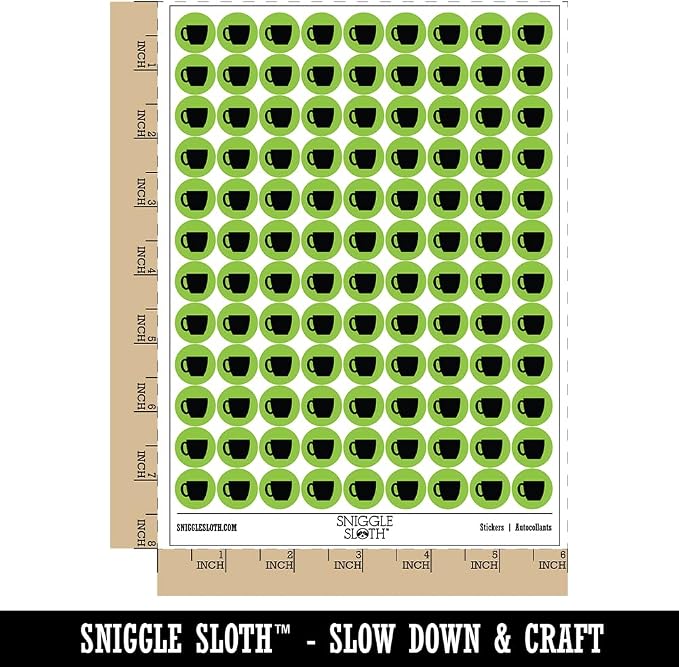 Coffee Mug Cup Solid 200+ Round Stickers - Image 2
