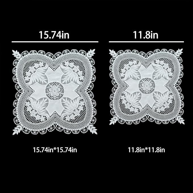 Small Square Lace Cover Cloth Macrame Lace Table Doilies Cutwork Embroidery - Image 2