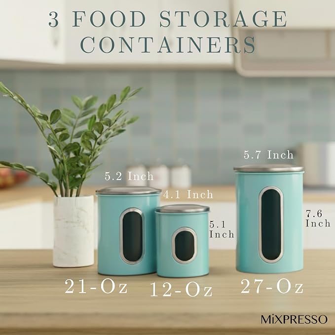 Mixpresso 3-Piece Aqua Blue Canisters Sets - Image 2