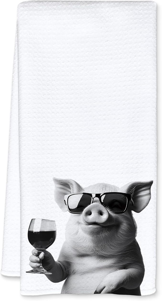 Pig Decor Kitchen Towels, Pig Gift Dish Tea Towel by Unknown