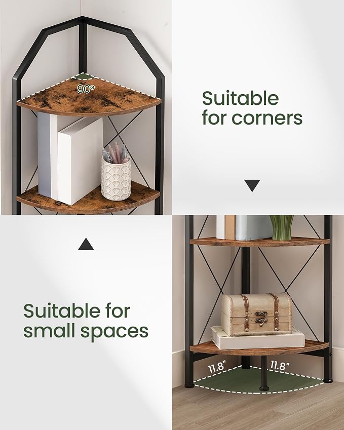 CHOEZON 6-Tier Corner Shelf, Industrial Corner Bookshelf, 71.2" Corner Storage - Image 3