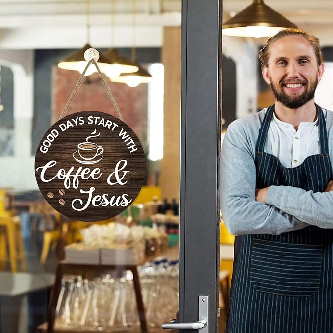 HMASYO Wood Coffee Signs, Good Days Start - Image 6