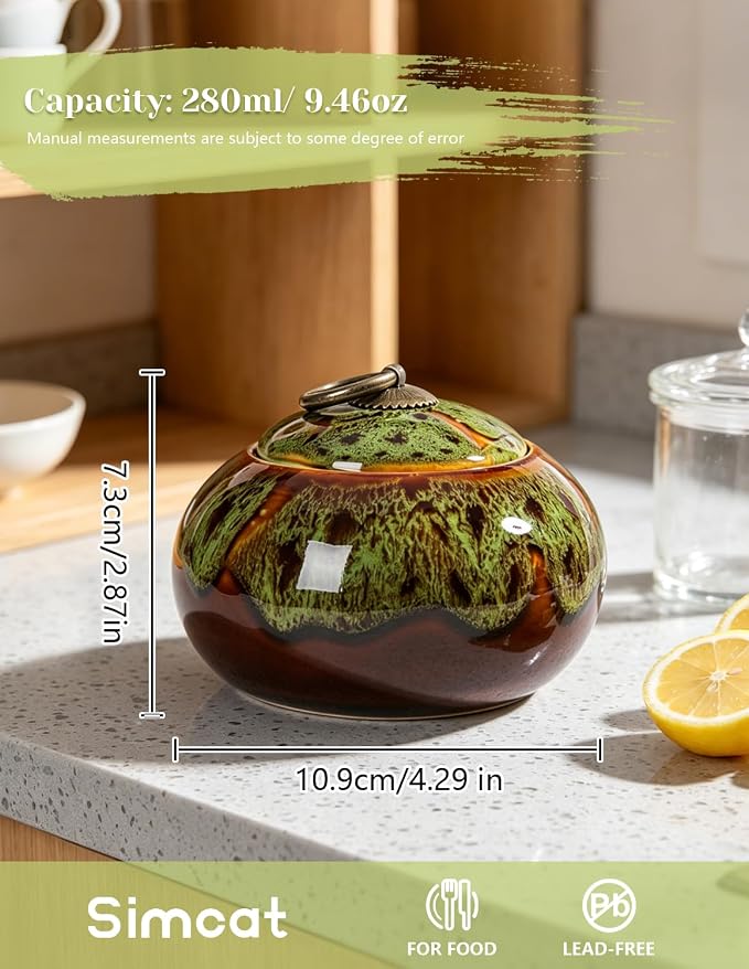 Simcat Ceramic Storage Jars, Exquisite Glaze Food Canisters - Image 2