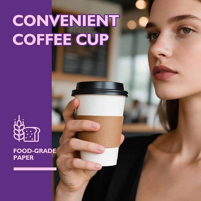 16 oz 100 Pack Disposable Coffee Cups - Image 7