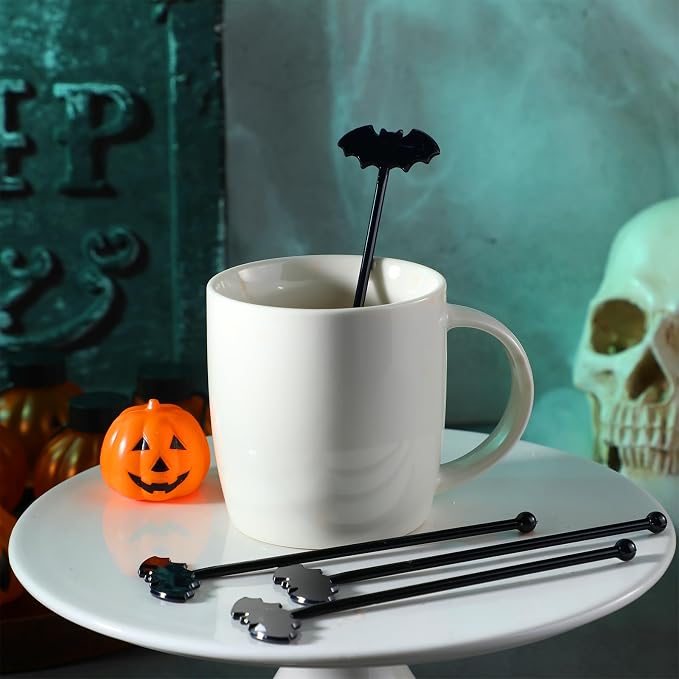 SiliFine 30 Pcs Halloween Swizzle Sticks Plastic Coffee and Cocktail Stirrers - Image 3