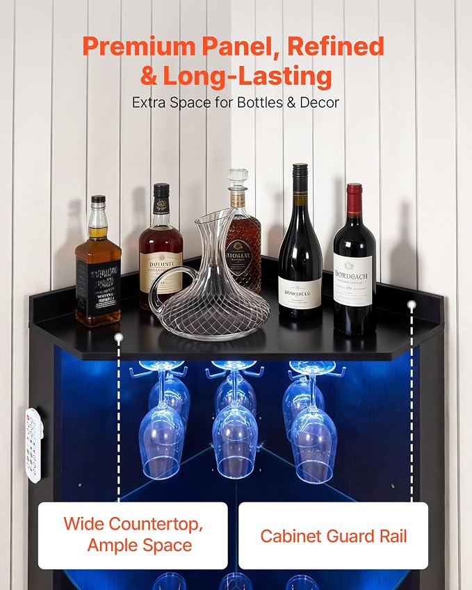 VEVOR Corner Wine Cabinet, Bar Cabinet - Image 4