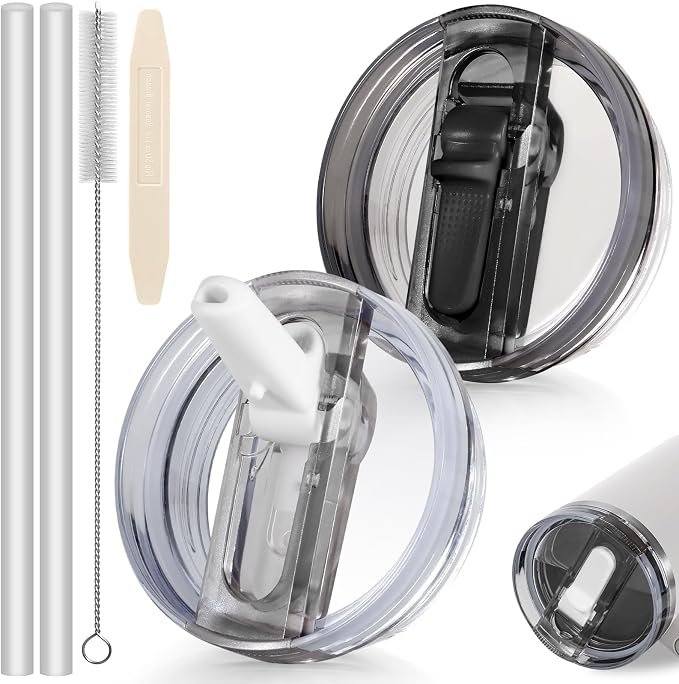 30oz Flip Straw Leak Proof Lid for Stanley Cup Accessories, 2 Pack No Spill Lid by ANTAND