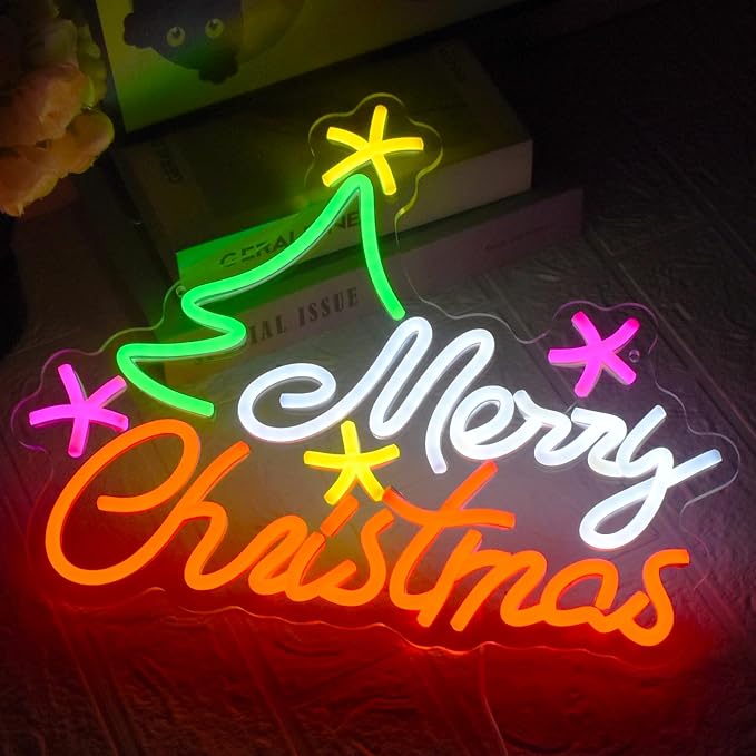 Merry Christmas Neon Sign for Wall Decor, Christmas Tree Neon Light USB - Image 4