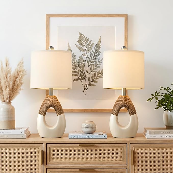 OYEARS 19” Boho Table Lamps Bedroom Living Room, Suitable - Image 5