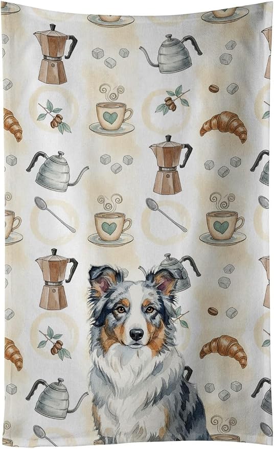 Caroline's Treasures Blue Merle Border Collie Coffee Bar Kitchen Towel Velour by CarolinesTreasures