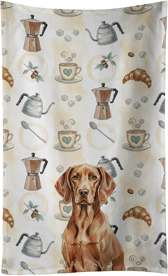 Caroline's Treasures Liver Pointer Coffee Bar Kitchen Towel Velour Plush Front by CarolinesTreasures