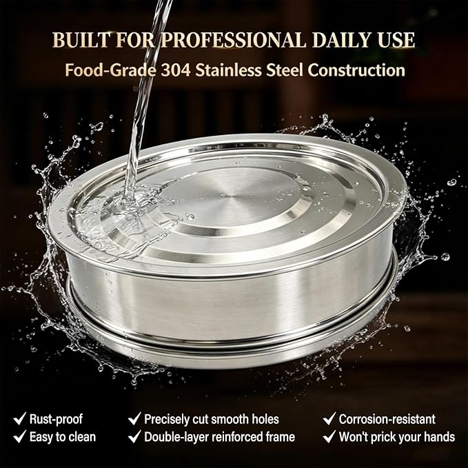 Fine Mesh Coffee Bean Sifter Set, Stainless Steel Round Sieve Screen - Image 5