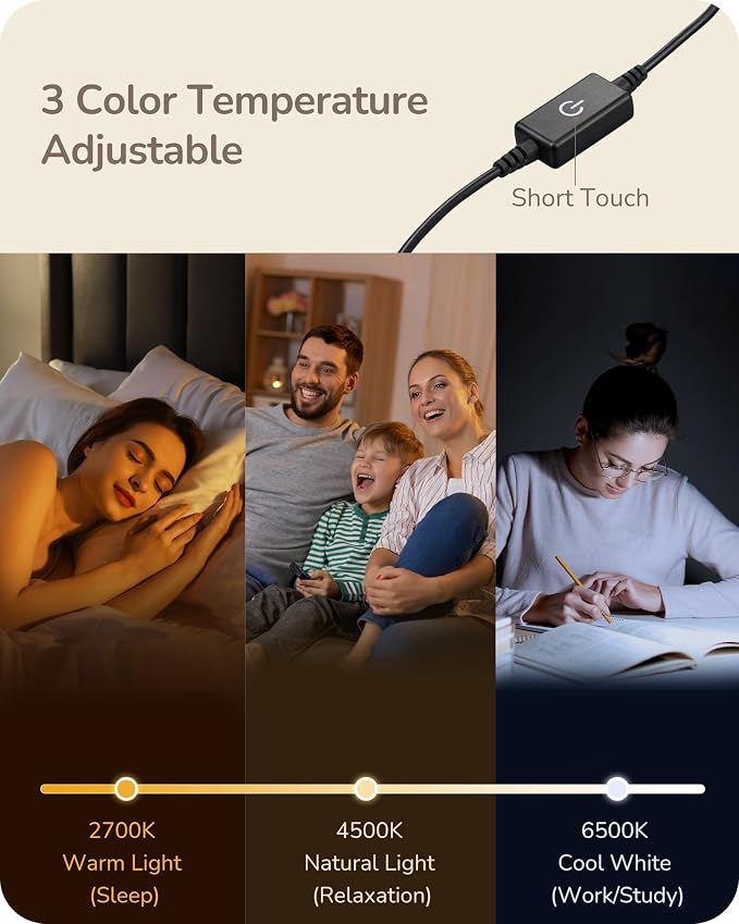 EDISHINE Upgraded LED Table Lamp, Stepless Dimmable Bedside Lamp - Image 3