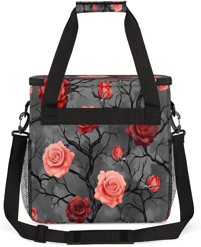 Grey and Red Rose Floral Coffee Machine Bag Compatible - Image 5