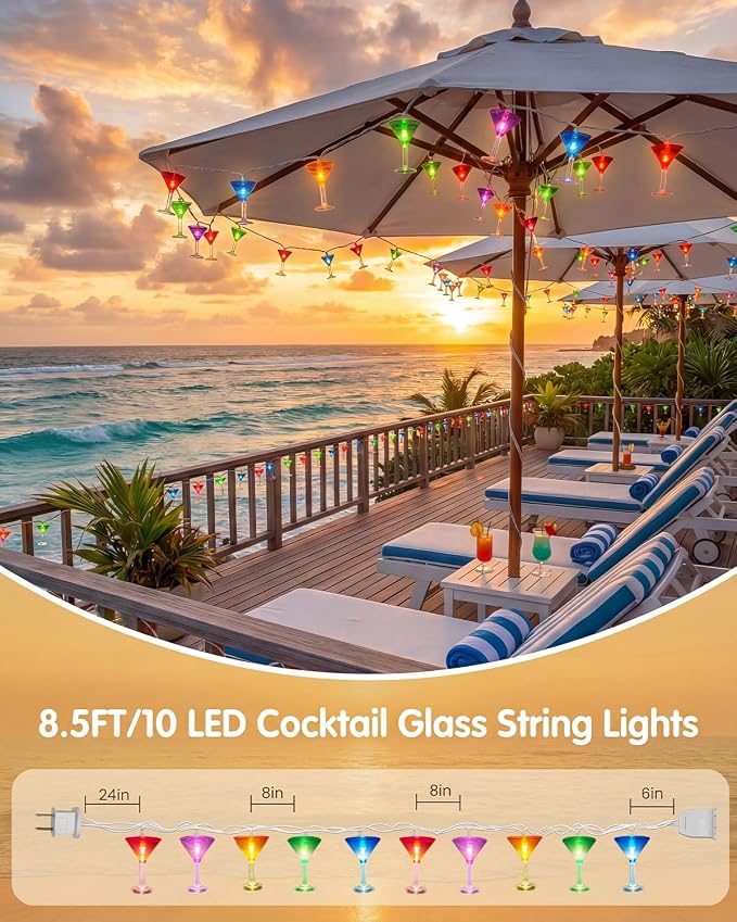 SUNSGNE LED Summer Decorative Indoor String Lights, 8.5ft Margarita Cup Hanging - Image 2