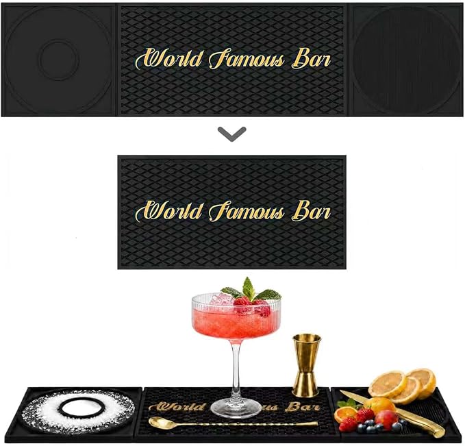 Bar Mat 3-in-1 Non-Slip Bartender Mat, Bar Accessories Countertop Mat 24 x 6 by CLUSIVC