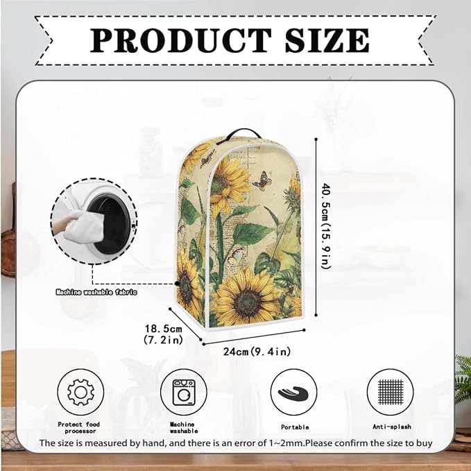 doginthehole Sunflowers Newspaper Blender Cover and Toaster Cover 2 Slice Bread - Image 4
