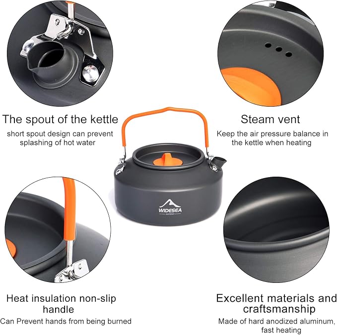widesea 1L Camping Kettle Portable Ultralight Aluminum Teapot - Image 3