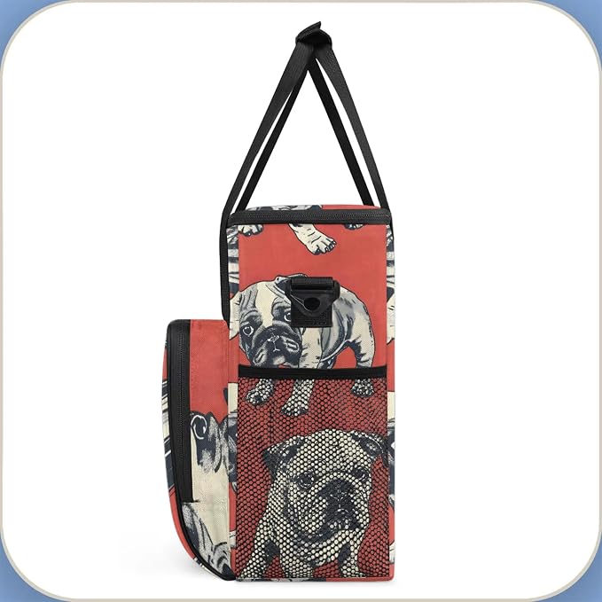Bulldog Dogs Coffee Maker Carring Bag, Large Insulated Storage Organizer Case - Image 4