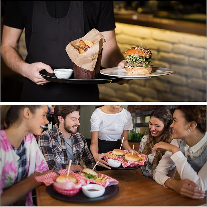 PATIKIL 12" Round Restaurant Serving Trays, 2 Pack Non-Slip Food Service Tray - Image 6