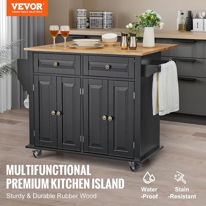 VEVOR Kitchen Island Cart, Rolling Table - Image 2