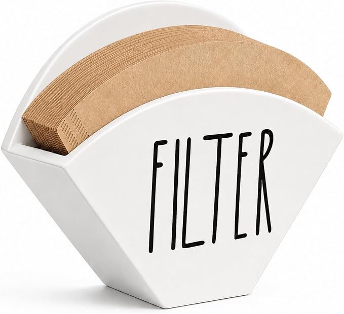 Wood Coffee Filter Holder, Farmhouse Cone Filter Storage Organizer, Wall Mount by CHONIC