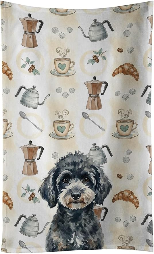 Caroline's Treasures Miniature Black Poodle Coffee Bar Kitchen Towel Velour by CarolinesTreasures