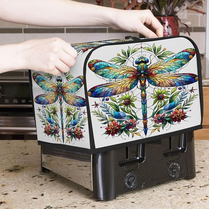 Animal Dragonfly Flower Toaster Cover 4 Slice Wide Slot Washable Appliance - Image 7
