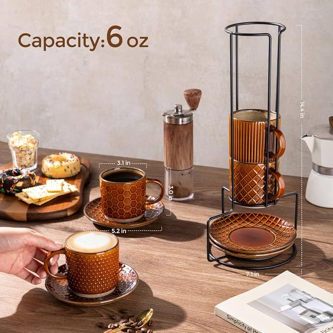 GBhome 6OZ Stackable Coffee Mugs - Image 2