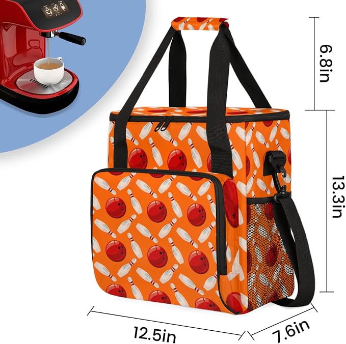 Bowling Ball Coffee Maker Travel Bag, Bowling Ball Large Carrying Storage Case - Image 2
