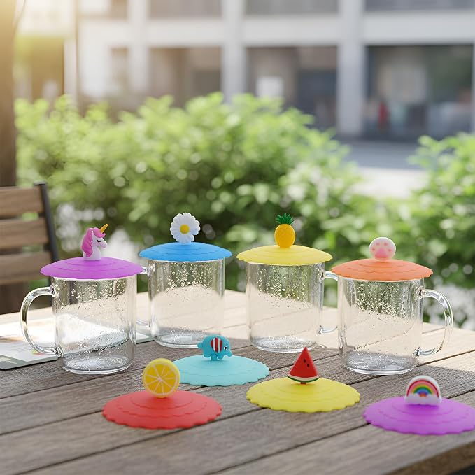 8PCS Silicone Cup Lids Mug Cover, Colorful Food Grade Anti-dust Airtight Seal - Image 6