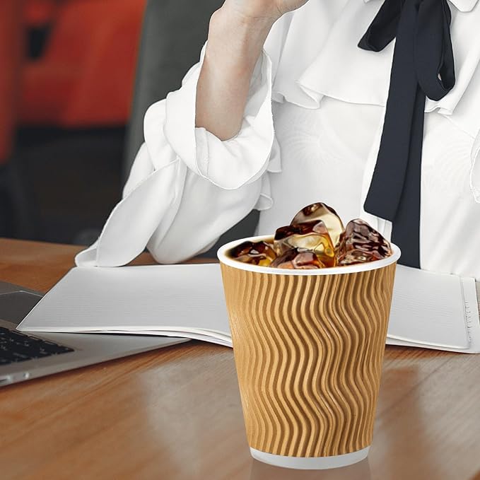 Lamosi Disposable Coffee Cups 10 OZ 100 Pack, Paper Coffee Cups 10 OZ - Image 5