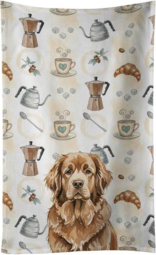 Caroline's Treasures Brown Newfoundland Coffee Bar Kitchen Towel Velour Plush by CarolinesTreasures