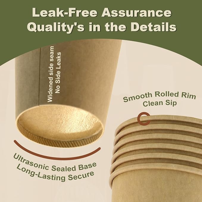 5 oz 600 Pack Disposable Coffee Cups, Bulk Brown Disposable Paper Cups - Image 4