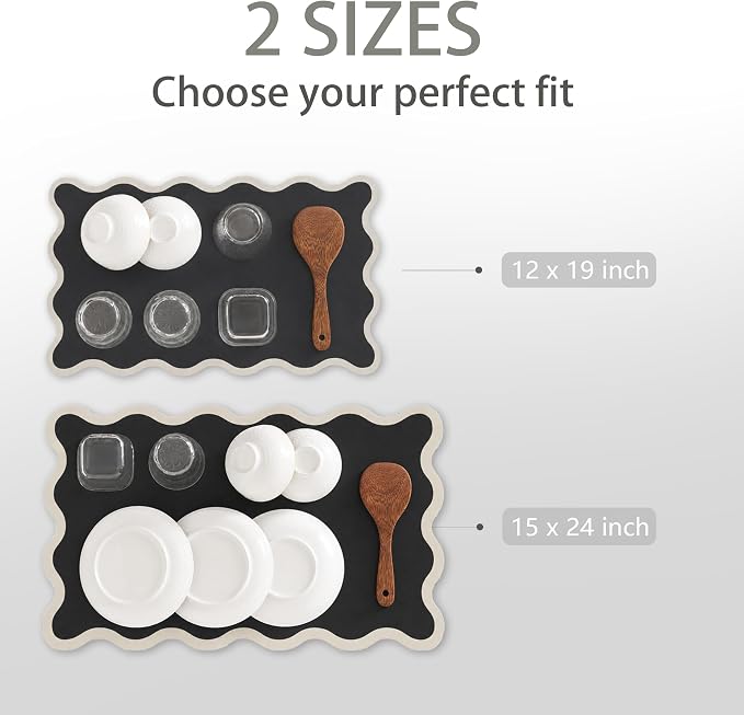 Scalloped Dish Drying Mat for Kitchen Counter, Absorbent Easy Clean Non-slip - Image 7