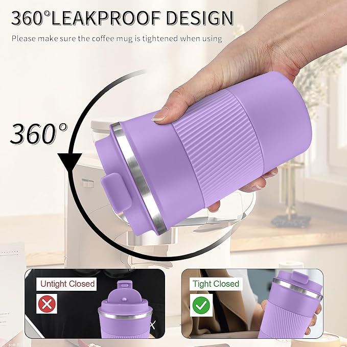 YINBAOGE Insulated Travel Coffee Mug, Spill & Leak Proof, Portable To Go - Image 5