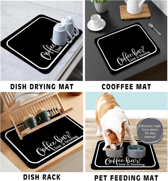 Coffee Bar Mat Rubber Dish Drying Mat - Image 4