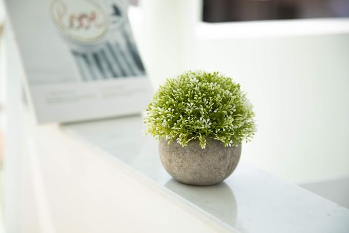 Velener White Mini Artificial Plant Topiary Ball Pot Set- Magnolia Flowers - Image 6