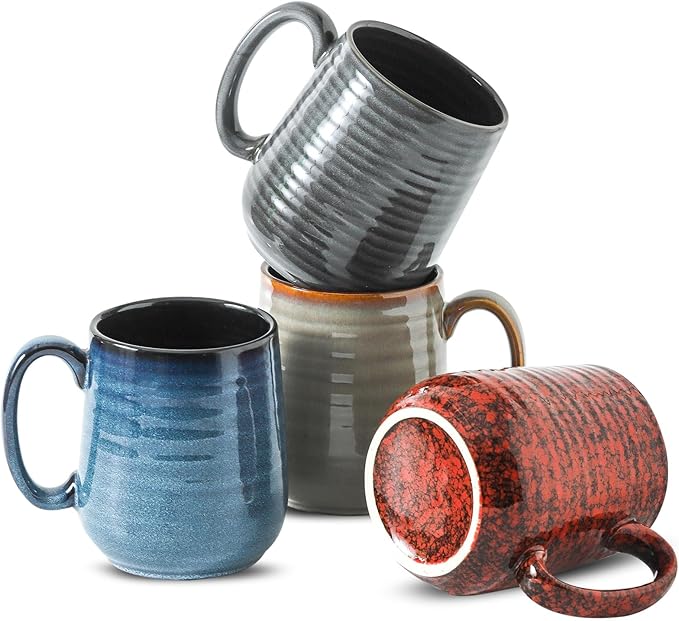 HASENSE Coffee Mugs Set of 4, 12 Oz Stoneware Coffee Cups by Hasense